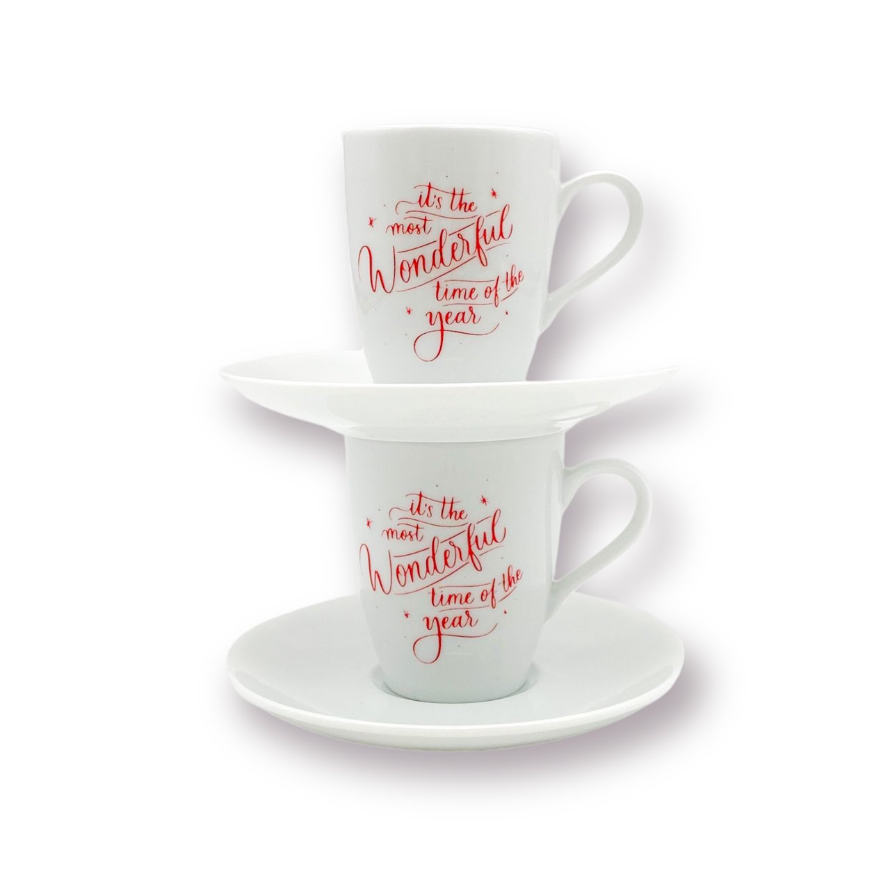 Φλιτζάνι Espresso Christmas Wonderfull Time Calligraphy / set of 2 (4τεμ)