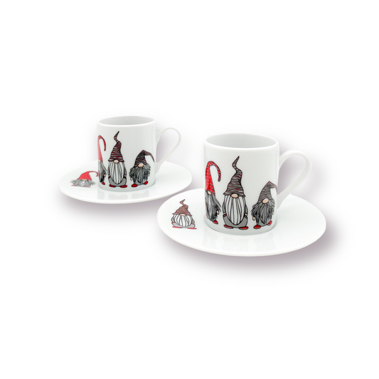 Φλιτζάνι Espresso Christmas Gnomes Νάνοι Ξωτικά / set of 2 (4 τεμ)